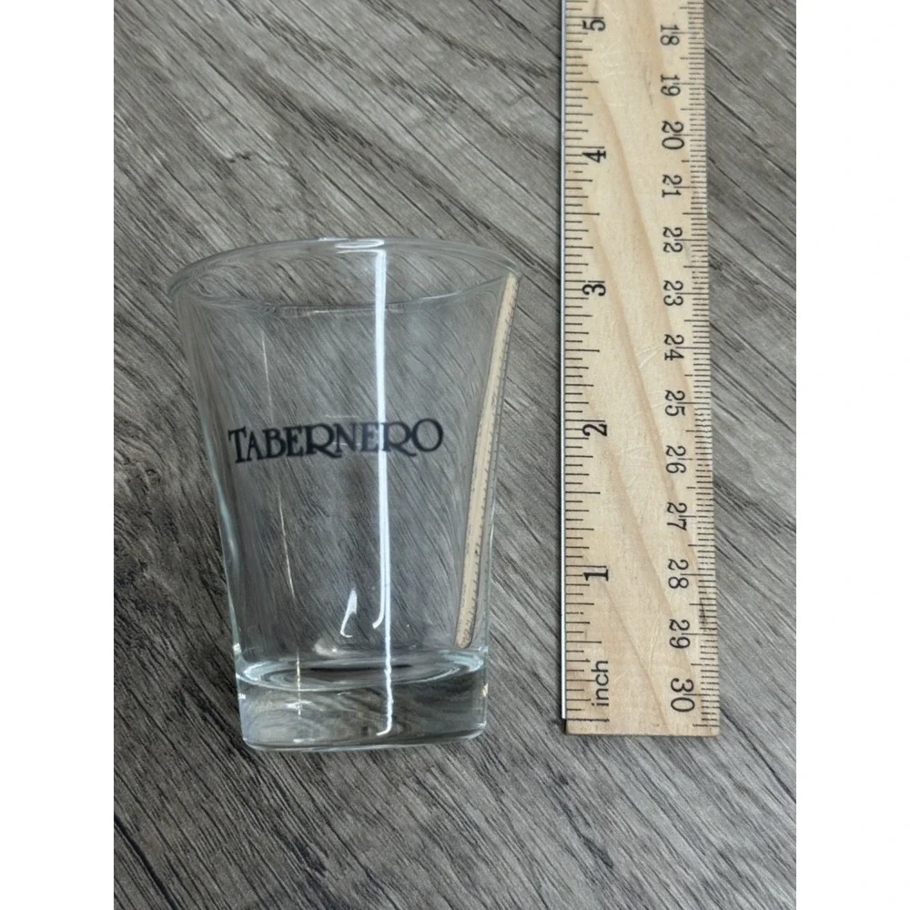 Tabernero Pisco Shot‎ Glasses Set of 4 Clear Glass Barware Logo 3.5 Inch